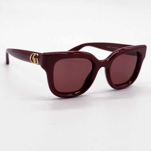 NEW GUCCI GG1828S 003 WOMEN SHINY SOLID BURGUNDY SUNGLASSES GUCCI - Picture 6 of 13